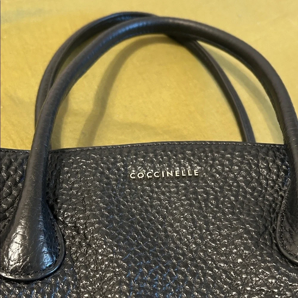Coccinelle Black Pebbled Leather Satchel Bag – Italian Leather Crossbody